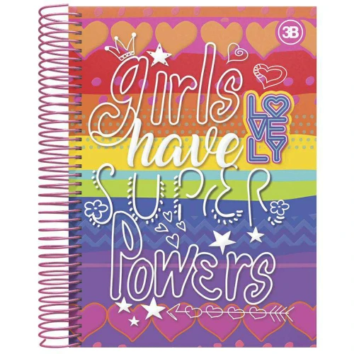 Caderno capa dura 10x1 200 folhas Lovely 3B