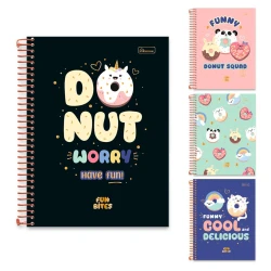 Caderno capa dura 10x1 com 160 folhas feminino Fun Bites Cadersil