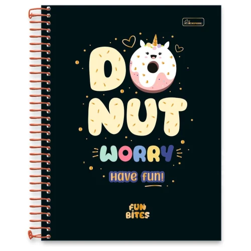 Caderno capa dura 10x1 com 160 folhas feminino Fun Bites Cadersil