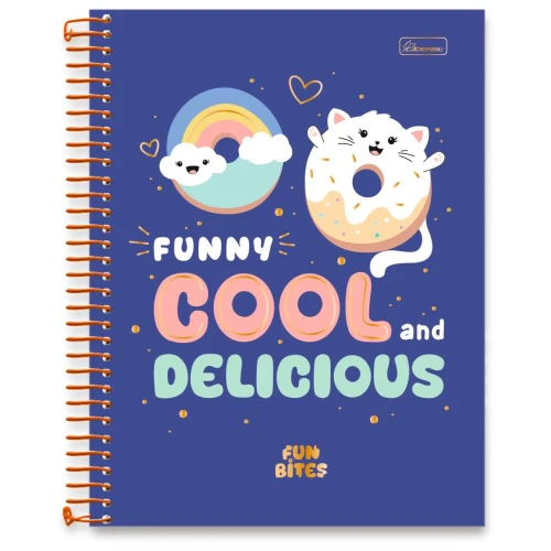 Caderno capa dura 10x1 com 160 folhas feminino Fun Bites Cadersil