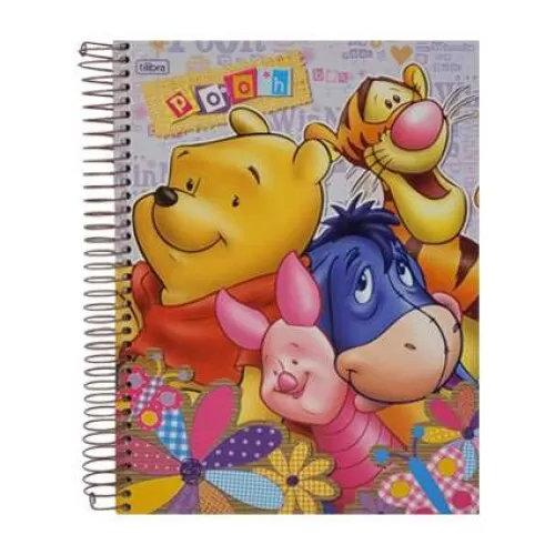 Caderno capa dura 12x1 240 folhas Pooh Tilibra