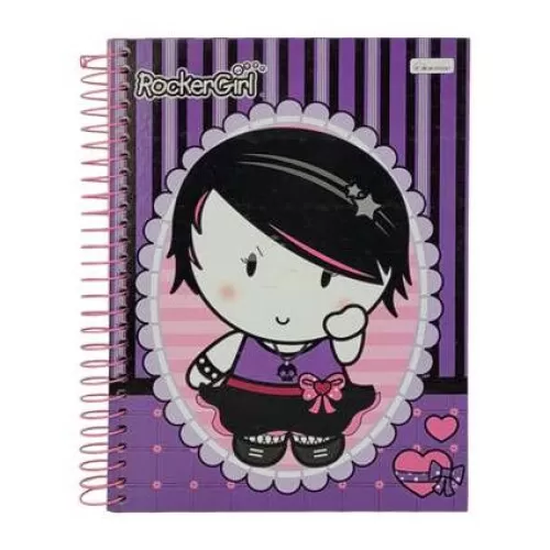 Caderno capa dura 12x1 240 folhas Rocker Girl Cadersil