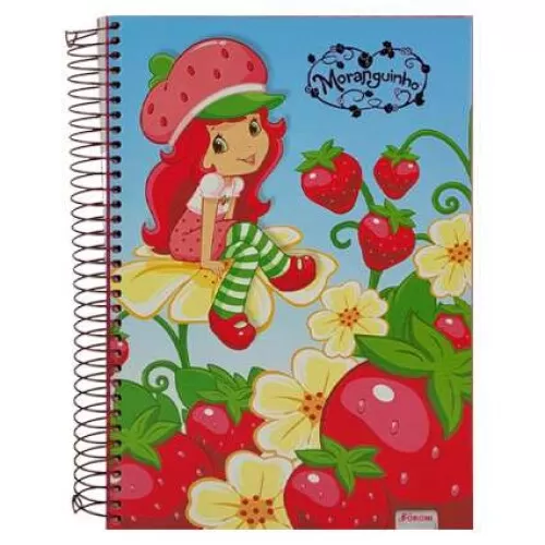 Caderno capa dura 12x1 240 folhas moranguinho Foroni