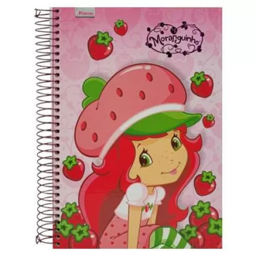 Caderno capa dura 12x1 240 folhas moranguinho Foroni