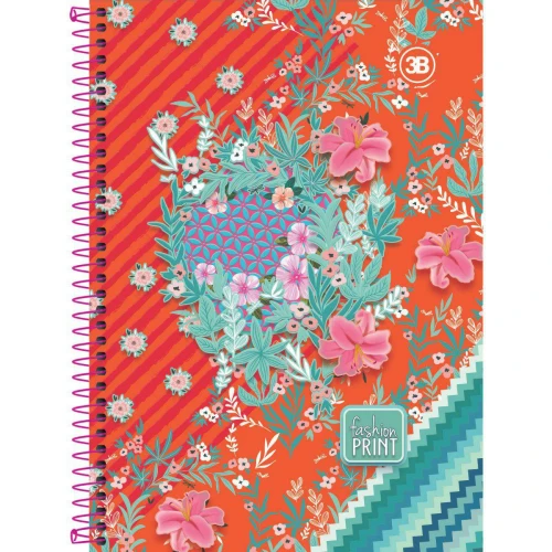 Caderno capa dura 20x1 400 folhas fashion print 3B