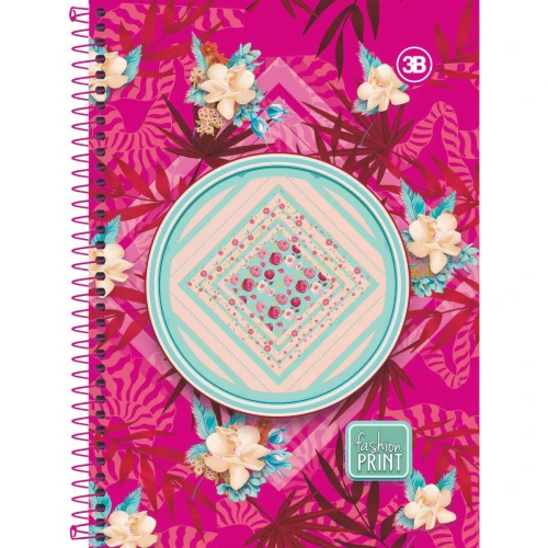 Caderno capa dura 20x1 400 folhas fashion print 3B