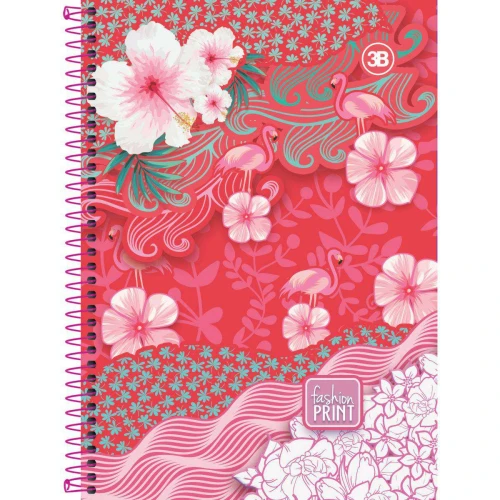 Caderno capa dura 20x1 400 folhas fashion print 3B