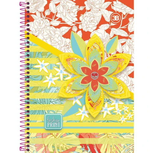 Caderno capa dura 20x1 400 folhas fashion print 3B