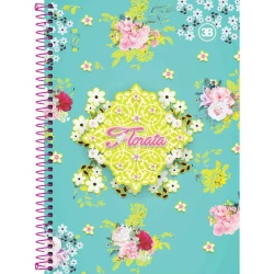 Caderno capa dura 20x1 400 folhas feminino florata 3B