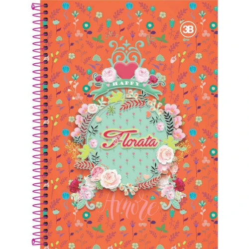 Caderno capa dura 20x1 400 folhas feminino florata 3B