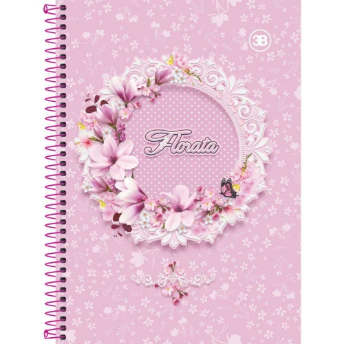 Caderno capa dura 20x1 400 folhas feminino florata 3B