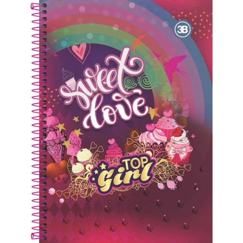 Caderno capa dura 20x1 400 folhas top girl 3B