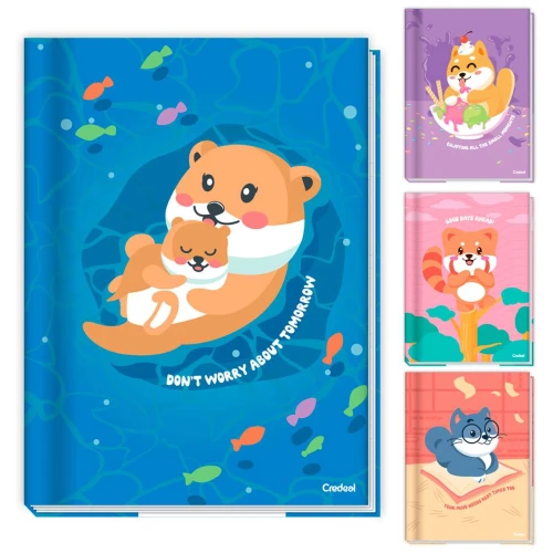 Caderno capa dura brochura com 80 folhas Lala Pets Credeal