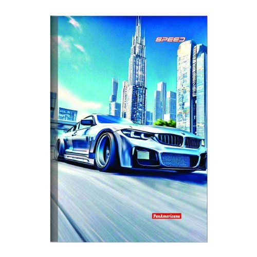 Caderno capa dura brochura pequeno 96 folhas Speed Car Panamericana