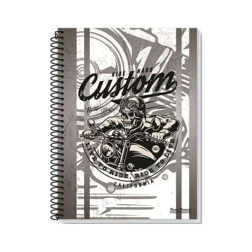 Caderno capa dura espiral pequeno 96 folhas Rox masculino Pauta Branca