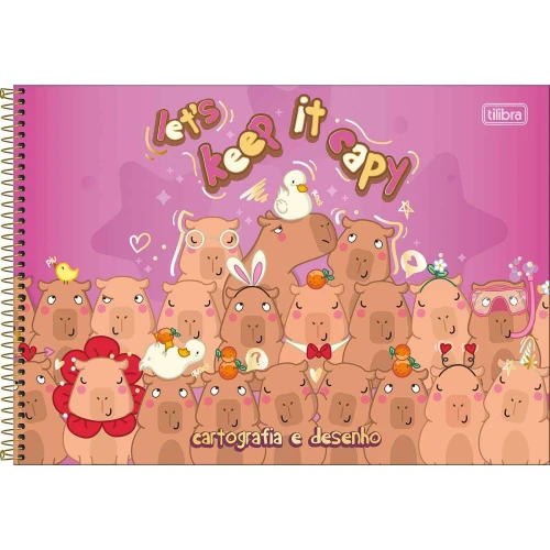 Caderno de desenho Grande capa dura 80 folhas Capivara Club Tilibra