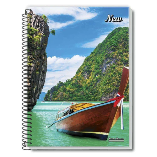 Caderno espiral capa cartão pequeno 48 folhas New Pauta Branca