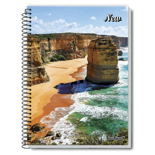 Caderno espiral capa cartão pequeno 48 folhas New Pauta Branca