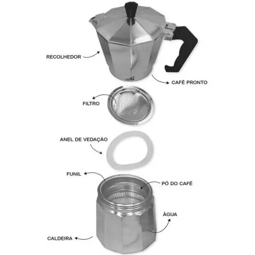 Cafeteira italiana alumínio 450ml Casita