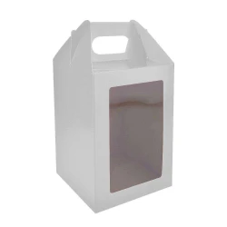 Caixa de papel branca com alça e visor 18x12x12cm com 10 unidades