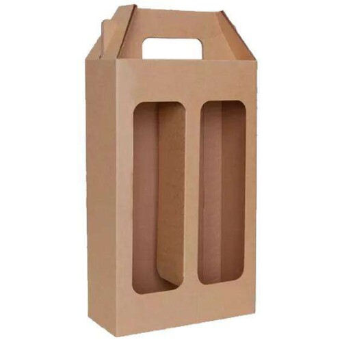 Caixa para presente papel kraft para garrafa dupla 38x17x8cm