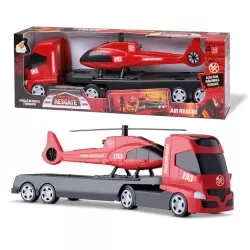 Caminhão trans aéreo resgate com helicóptero Orange Toys