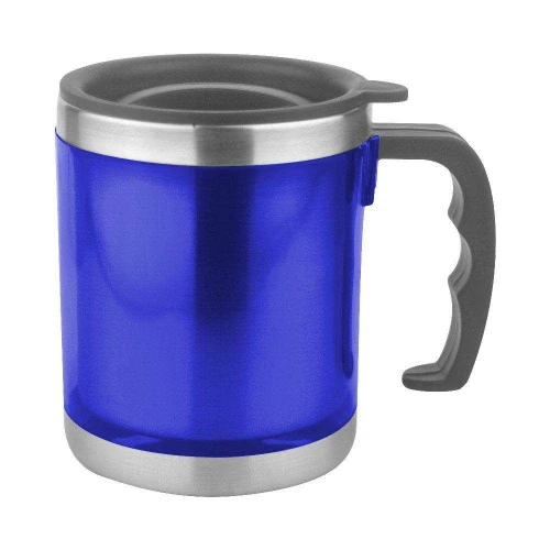 Caneca de inox 450ml colorida lisa com tampa Novo Século