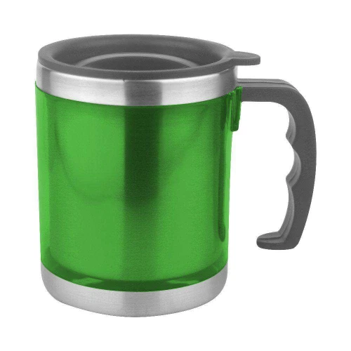 Caneca de inox 450ml colorida lisa com tampa Novo Século