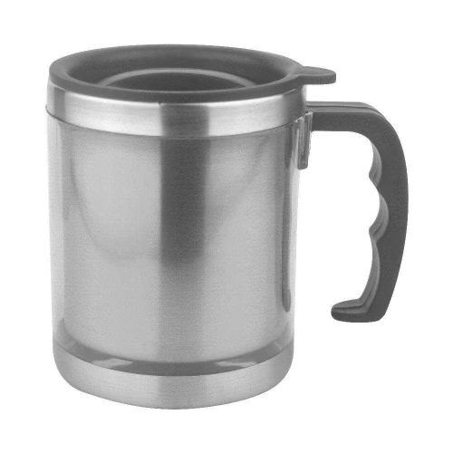 Caneca de inox 450ml colorida lisa com tampa Novo Século