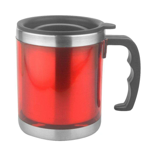 Caneca de inox 450ml colorida lisa com tampa Novo Século