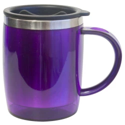 Caneca de inox 450ml colorida lisa com tampa lisa sortida