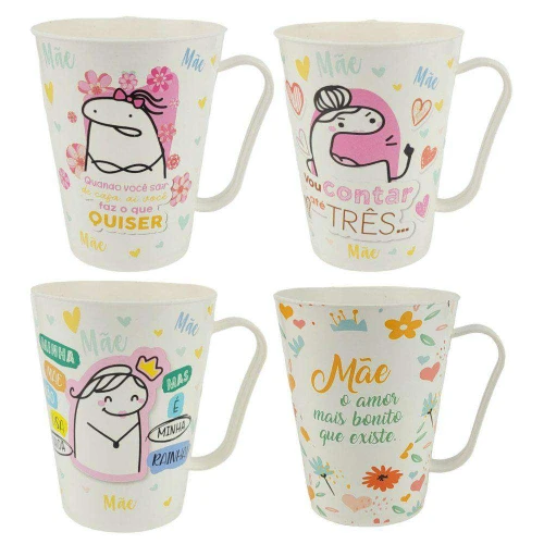 Caneca de plástico tulipa 430ml mãe flork sortida kozi plast