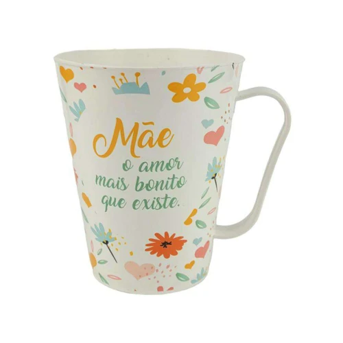 Caneca de plástico tulipa 430ml mãe flork sortida kozi plast