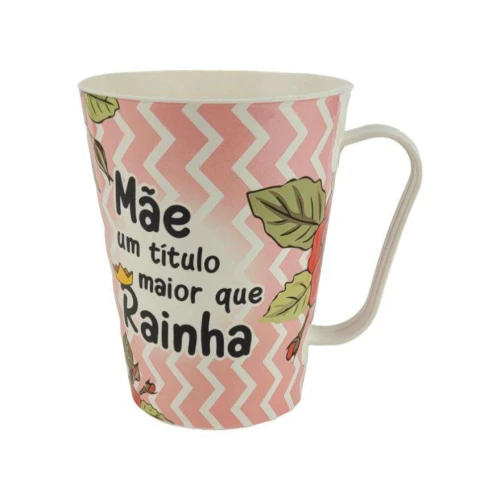 Caneca de plástico tulipa 430ml mãe te amo sortida kozi plast