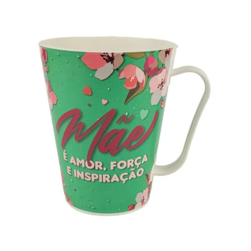 Caneca de plástico tulipa 430ml mãe te amo sortida kozi plast