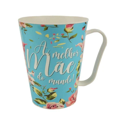 Caneca de plástico tulipa 430ml mãe te amo sortida kozi plast