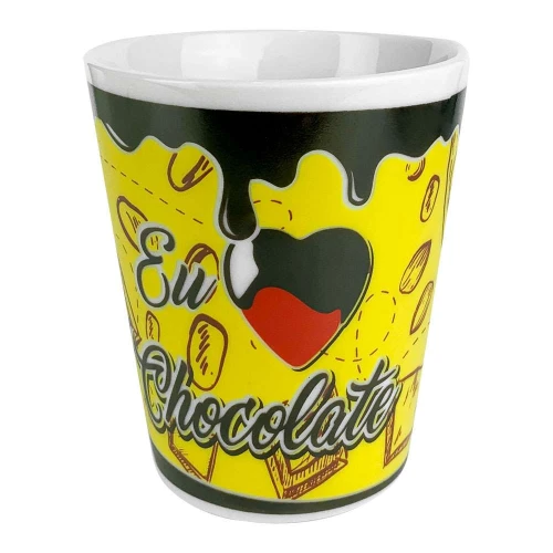 Caneca de porcelana 290ml chocolate faixa