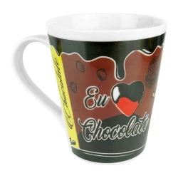 Caneca de porcelana 290ml chocolate faixa