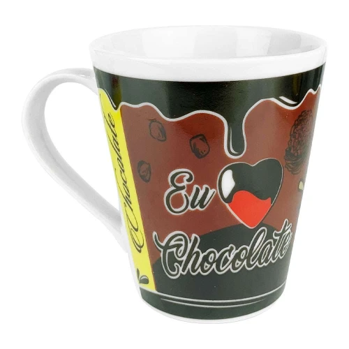 Caneca de porcelana 290ml chocolate faixa