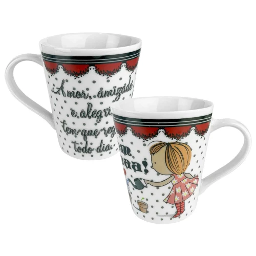 Caneca de porcelana 290ml frases faixa