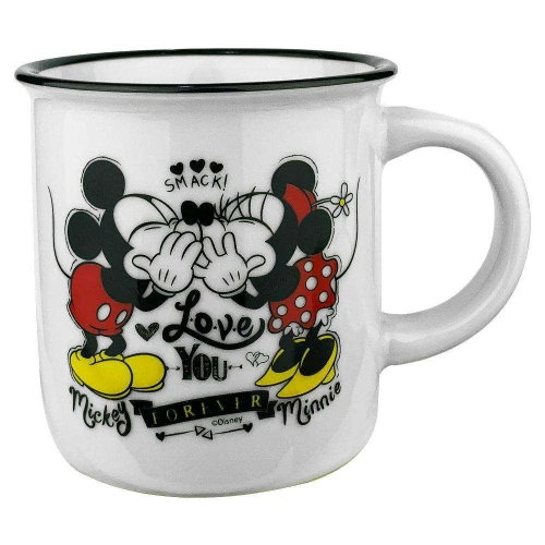 Caneca de porcelana retrô 300ml mickey e minnie disney