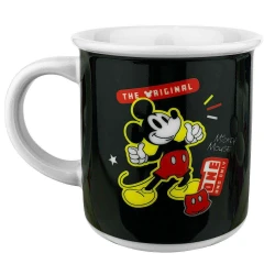 Caneca de porcelana retrô 300ml preta mickey disney