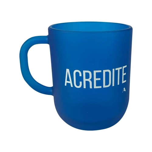 Caneca de vidro 300ml acredite azul allmix