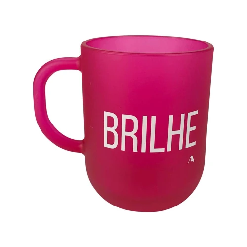 Caneca de vidro 300ml brilhe rosa allmix