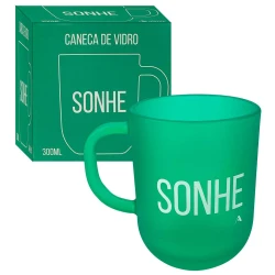 Caneca de vidro 300ml sonhe verde allmix