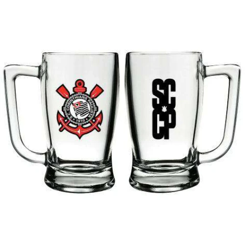 Caneca de vidro taberna 340ml decorado corinthians allmix