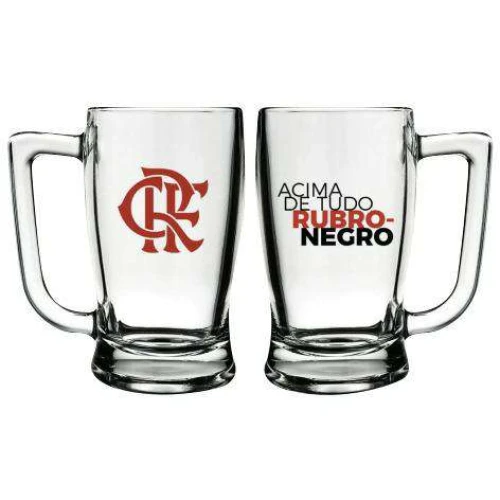 Caneca de vidro taberna 340ml decorado flamengo allmix