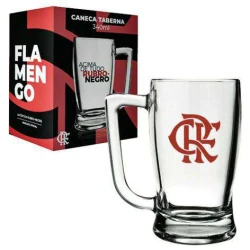 Caneca de vidro taberna 340ml decorado flamengo allmix