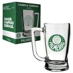 Caneca de vidro taberna 340ml decorado palmeiras allmix