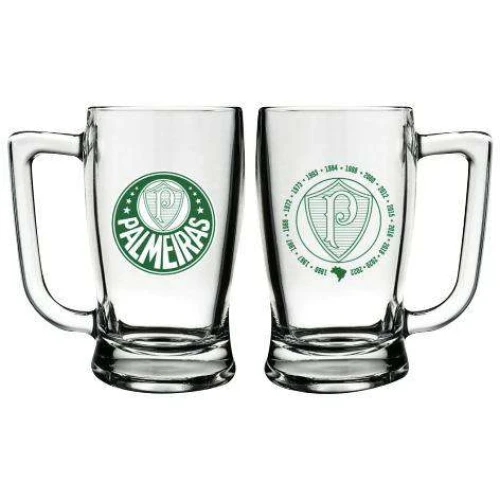 Caneca de vidro taberna 340ml decorado palmeiras allmix